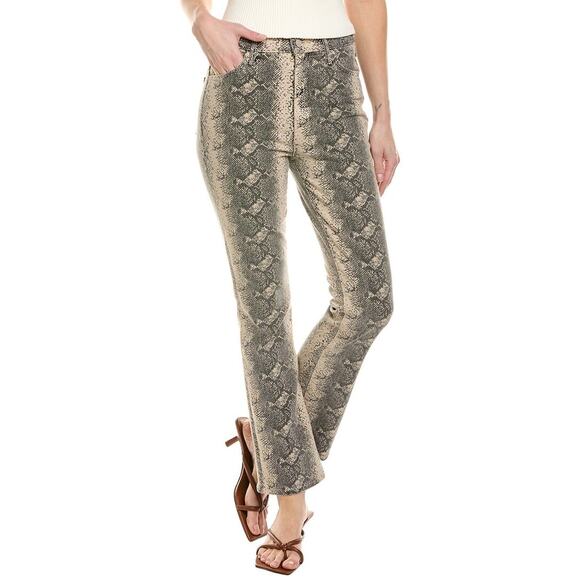MOTHER The Hustler Flood Ankle Wide Leg animal print Jeans In Boa Babe Size 25 - Picture 1 of 5